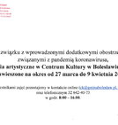 Zajęcia artystyczne zostają zawieszone...