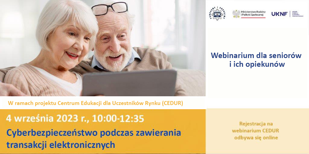 Grafika - webinarium CEDUR dla seniorów i ich opiekunów - 4 września 2023 roku